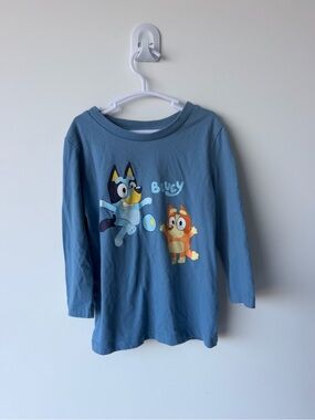 Blue Long-Sleeve Kids Tee with Bluey & Bingo Size 5